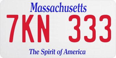 MA license plate 7KN333