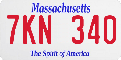 MA license plate 7KN340