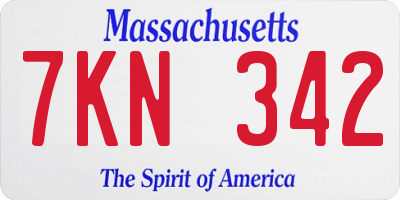 MA license plate 7KN342