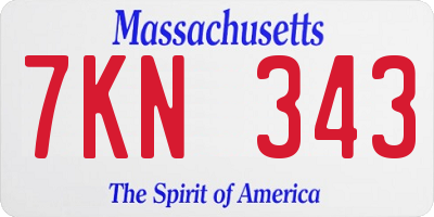 MA license plate 7KN343