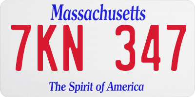MA license plate 7KN347