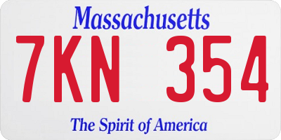 MA license plate 7KN354