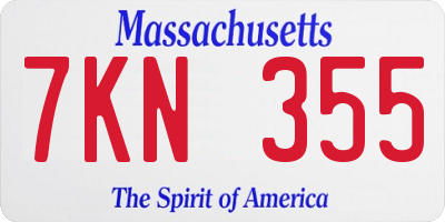 MA license plate 7KN355