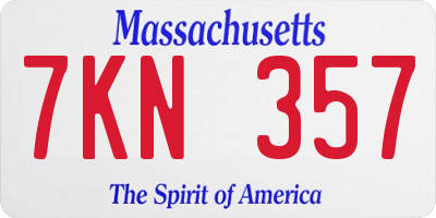 MA license plate 7KN357
