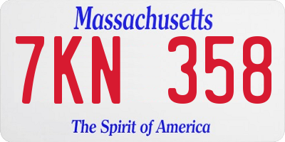 MA license plate 7KN358