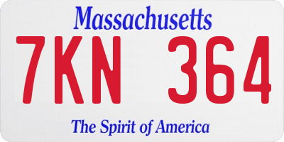 MA license plate 7KN364