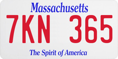 MA license plate 7KN365