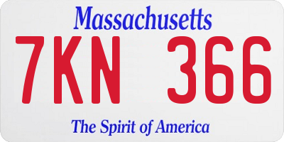 MA license plate 7KN366