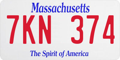MA license plate 7KN374