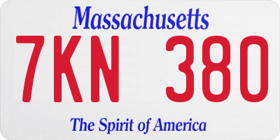 MA license plate 7KN380