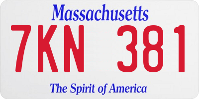 MA license plate 7KN381