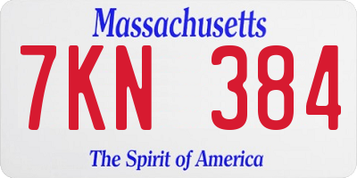 MA license plate 7KN384