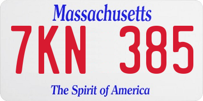 MA license plate 7KN385