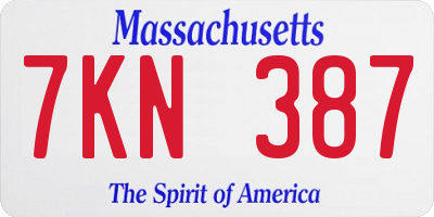 MA license plate 7KN387