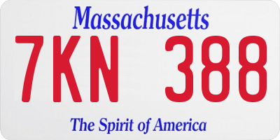 MA license plate 7KN388