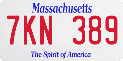 MA license plate 7KN389