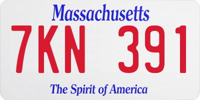 MA license plate 7KN391