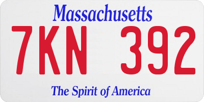 MA license plate 7KN392