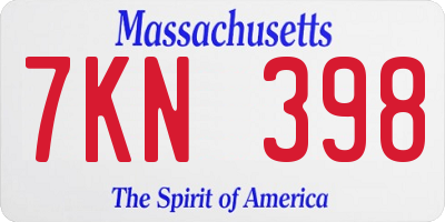 MA license plate 7KN398