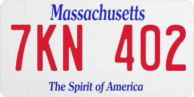 MA license plate 7KN402