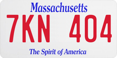 MA license plate 7KN404