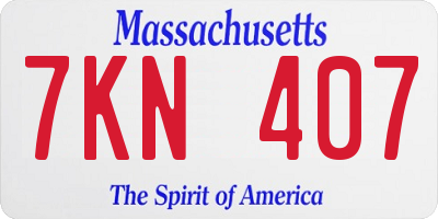 MA license plate 7KN407