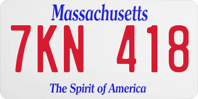 MA license plate 7KN418