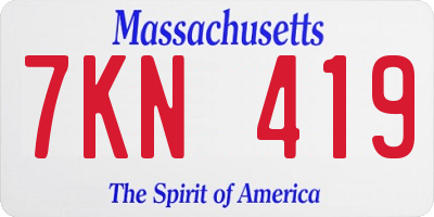 MA license plate 7KN419