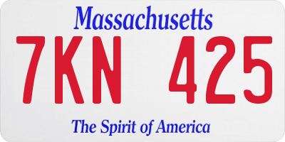 MA license plate 7KN425
