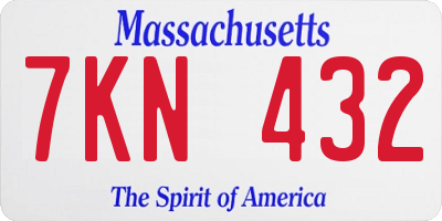 MA license plate 7KN432