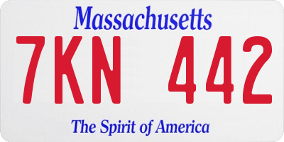 MA license plate 7KN442