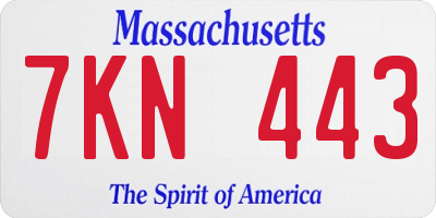 MA license plate 7KN443