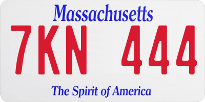 MA license plate 7KN444