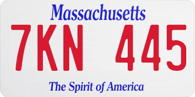 MA license plate 7KN445