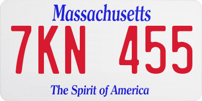 MA license plate 7KN455