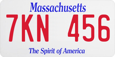 MA license plate 7KN456