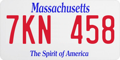 MA license plate 7KN458