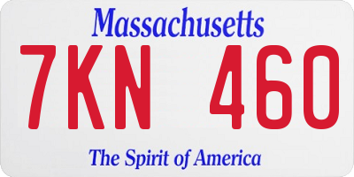 MA license plate 7KN460