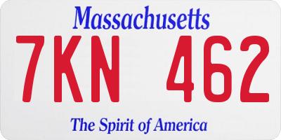 MA license plate 7KN462
