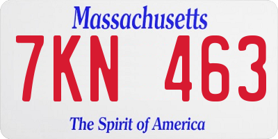 MA license plate 7KN463