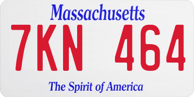 MA license plate 7KN464