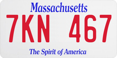 MA license plate 7KN467