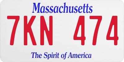 MA license plate 7KN474
