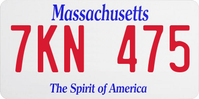 MA license plate 7KN475
