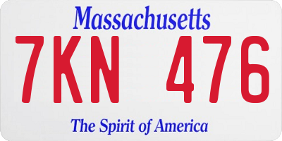 MA license plate 7KN476