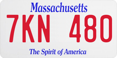 MA license plate 7KN480