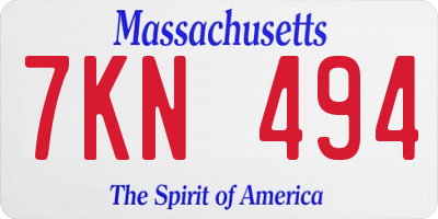 MA license plate 7KN494