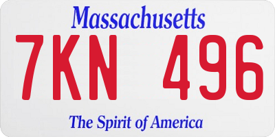 MA license plate 7KN496