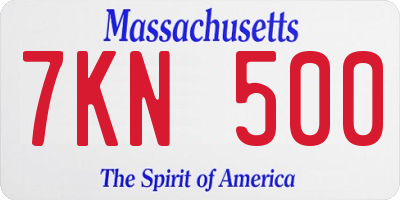 MA license plate 7KN500