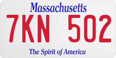 MA license plate 7KN502